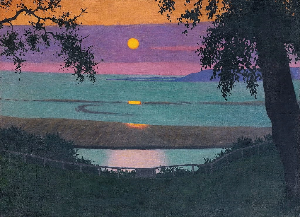 Tramonto a Grace, cielo arancione e viola , 1918